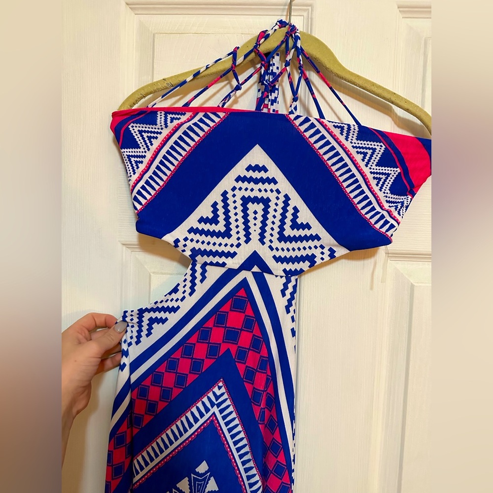 Maxi, side cut, halter dress from fashion nova